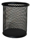 Kit C/ 6 Porta Canetas Lápis Redondo Aramado Preto Office