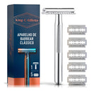 Aparelho de Barbear Clássico King C. Gillette + 5 Lâminas de Barbear