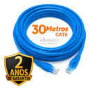 Cabo De Rede Internet 30m 30 Metros Cat6 Azul Crimpado Giga Lan Ethernet Boyu Cell