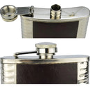Cantil Em Couro E Inox Frasco Garrafa Whiskeira Bolso Luxo Cor Marrom Cantil revestido em couro ecológico