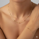 Conj Colar Pulseira Bolinha Delicado Banhado Ouro Semi Joia Dourado