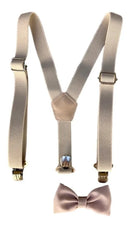 Kit Gravata E Suspensório Infantil Varias Cores Cor Bege