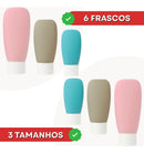 Kit 6 Frascos De Viagem Creme Shampoo Sabonete + Necessaire