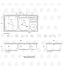 Kit cuba para cozinha pia dupla em aço inox com lixeira nukini e torneira gourmet munim prata Pingoo.casa