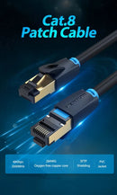 Cabo De Rede Lan Rj45 Cat8 40gbps 2000mhz 10 Metros Vention