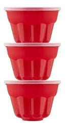 06 Formas Potes Para Gelatina Pudim Flans Individuais 150ml Vermelho