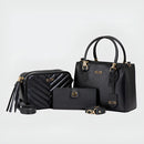 Bolsa Transversal Media E Bolsa Pequena Com Mini Carteira kit bolsas Pretas Selten