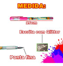 Kit 12 Canetas Gel Coloridas Perfumadas Glitter Neon Pastel