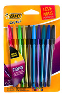 Caneta Bic Cristal Esferográfica Com 10 Cores Fashion Ponta 1.2mm