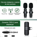 Microfone Lapela Duplo Sem Fio 2 Em 1 Plug And Play iPhone Cor Android (tipo C)