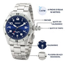 Relógio de pulso Orient MBSS1155A com corria de aço inoxidável cor prata fondo azul-escuro