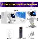 Luminária Astronauta Projetor Luz Galáxia Nebulosa Estrelas Cúpula Preto Estrutura Branco