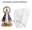 Kit 4 Imagem Santinha Aparecida Para Carro Strass Metal Mini Dourado/azul