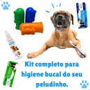 Kit Gel Dental + Spray Bucal + Escova Dedeira Pet Clean Sabor Morango