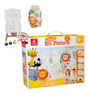 Super Kit Pintura Safari C/ 4 Telas + Cavalete + 6 Tintas