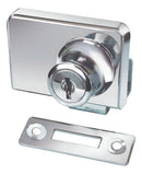 1 Fechadura Dupla Vitrine Rack Com Pux. Para Porta De Vidro Cor Polido