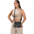 Bolsa Feminina Pequena Transversal E Lateral Tampa Pinguente Cor Preto