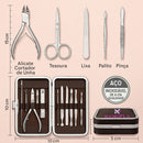 Kit Manicure Portátil Estojo Alicate Cortador De Unha 12 Pç - Desencravador De Unha Alicate Lixa Profissional Premium Tesoura Empurrador De Cutículas Marca Kamufla