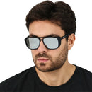 Óculos Masculino Steampunk Com Proteção Na Lat Prata Espelhado