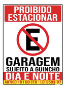 2 Placa Proibido Estacionar Garagem Guincho Lei 20x30cm