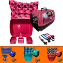 Kit Completo Gato Caixa Transporte Areia Colchonete Prem Rosa