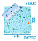 Kit 3 Cueiro Manta Flanelado Bebê Infantil Algodão Estampado Cor Azul Cor