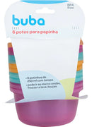 Kit 6 Potes 250ml Para Papinhas Rosa Buba 6758