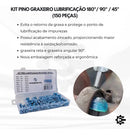 Kit 150 Uni Pino Bico Graxeiro Graxa Lubrificacao Reto/45/90