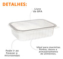 Pote E Tampa Retangular Prafesta 250ml Freezer E Microondas C/24 Unidades Marmita