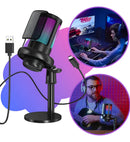 Microfone Condensador Rgb Led Alta Sensibilidade Usb Gamer Cor Preto Tomate MT1060R