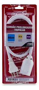 Cordão Prolongador Tripolar Branco 80cm Force Line