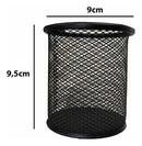 Kit C/ 6 Porta Canetas Lápis Redondo Aramado Preto Office