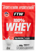 Whey Protein 100% Concentrado Refil 900g Sabor Leite - FTW