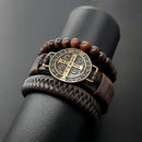 Pulseira Masculina De Couro São Bento Kit C/03