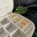 3 Pares Brinco Trio De Argola Gota Clicker Ouro 18k Banhada