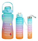 Squeeze 3 Garrafa Água Academia 2000 900 E 300ml Conjunto Cor Verde roxo laranja