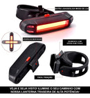 Lanterna Sinalizador Pisca Traseira Bike Led Recarregável Cor Azul Com Vermelho