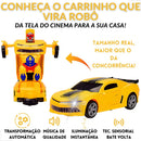 Carro Carrinho Camaro Transforma Vira Robô Som Luz Infantil Amarelo