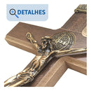 Crucifixo Grande Cruz De São Bento De Porta E Parede 31cm Cor Marrom