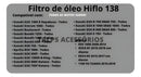 Filtro Oleo Hiflo Hf138 Suzuki Gsxr Gsx R Srad 600 750 1000