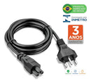 Plus Do Brasil Cabo De Força Tripolar Para Fonte Notebook TV Laptop Compativel Com Dell LG Samsung Padrão Mickey BR Certificado Inmetro - Fabricado No Brasil