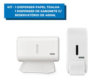 Saboneteira Reservatório 400ml + Dispenser Papel Toalha Cor Branco