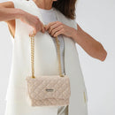 Bolsa De Lado Feminina Lateral Com Corrente Matelassê Festa Cor Palha