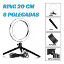 High Light Led 20cm + Suporte + Tripé Iliminador Aro De Luz Preto