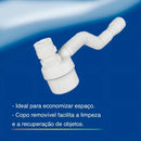 Sifão com copo universal ajustável flexível branco tigre