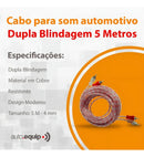Cabo Rca Dupla Blindagem Som Automotivo Injetado 5 Metros