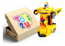 Carro Carrinho Camaro Transforma Vira Robô Som Luz Infantil Amarelo