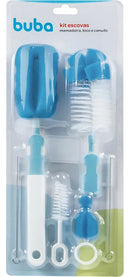 Kit Escovas Mamadeiras De Bico E Canudos Azul 7290 - Buba