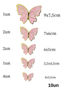 Vitrine Topo de Bolo de Borboletas Rosa e Dourada Mariposas Rosa Dorada Rosa Mariposas Pack 10 10