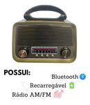 Radio Am Fm Retro Vintage Bluetooth Mp3 Usb Pen Drive Bivolt Recarregavel